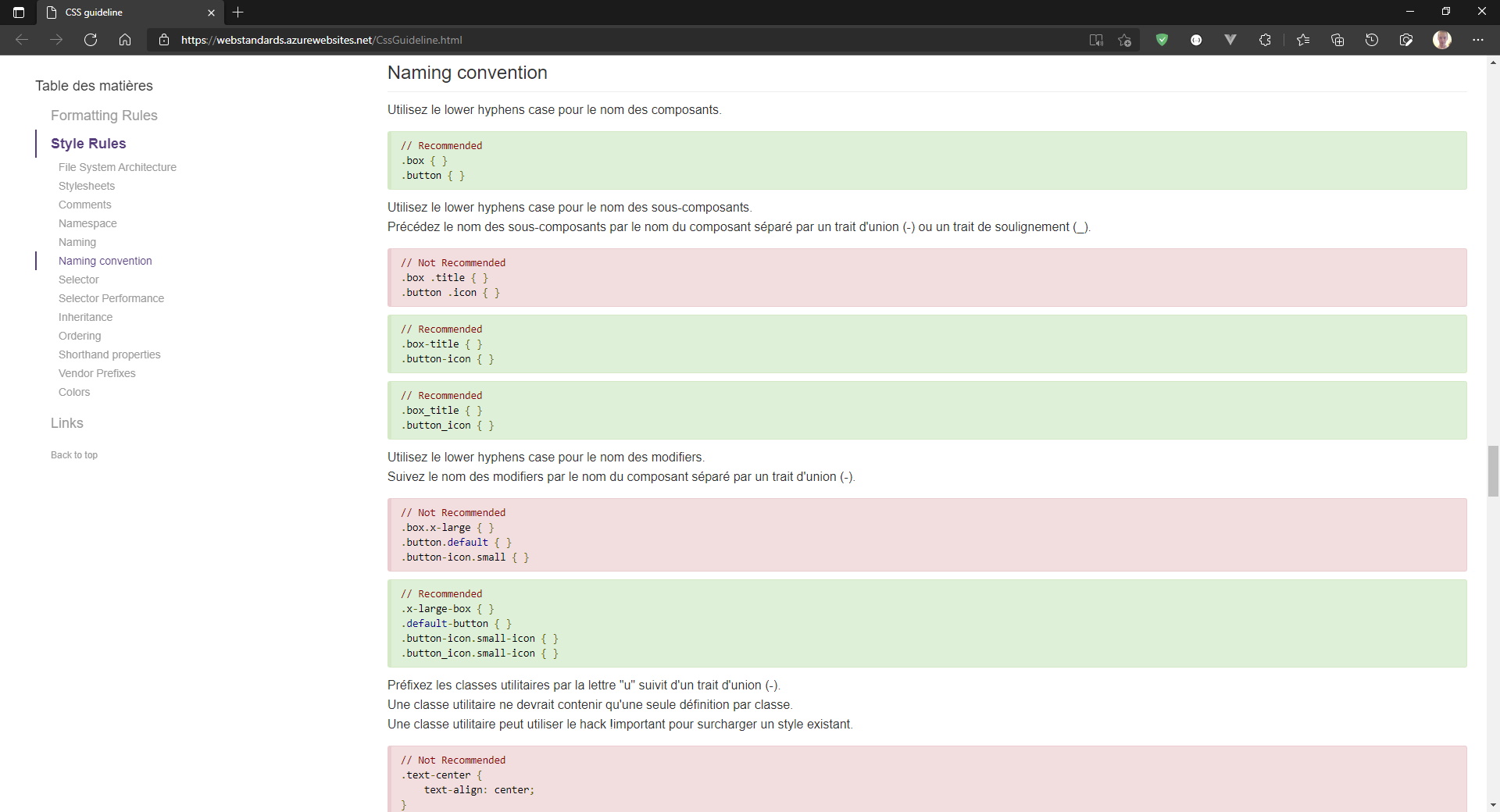 screen shoot WebStandards